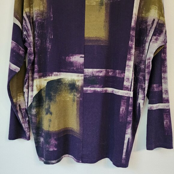 Q’Neel Women Abstract Printed A-Line Tunic, Plum/Ochre Sz 6 Viscose Blend Casual - Picture 10 of 15